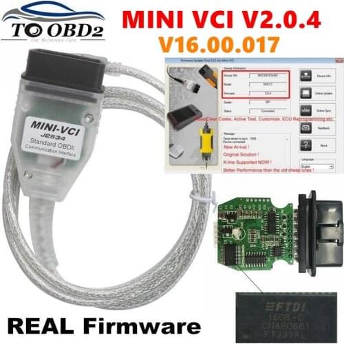MINI VCI Firmware V2.0.4 Newest Version V16.00.017 MINI-VCI FTDI FT232RL Chip For Toyota TIS Techstream Code Reader