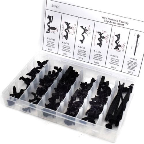 54Pcs Auto Car Wire Harness Loom Routing Fastner Clips Assortment Kit For Honda Mazda