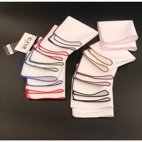 New Korean fashion designer high quality mens white cotton pocket squares Handkerchiefs 24x24cm 50pcs/lot