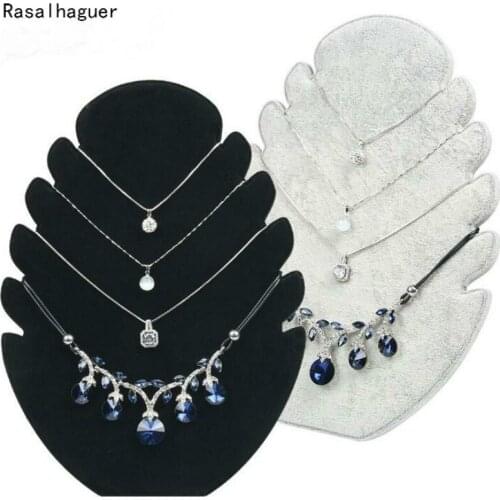 New Arrival Luxury Black/Gray With High Quality Plush Fabric Composed Necklace/Pendant Holder Jewelry Display StandNecklace Show