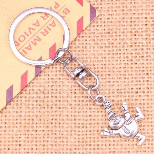 New Fashion Keychain 29*20 mm snowman Pendants DIY Men Jewelry Car Key Chain Ring Holder Souvenir For Gift