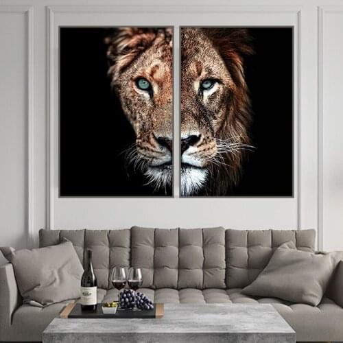 Full Diamond Embroidery Diamond Painting Lion and Lioness Posters Picture of Rhinestones Diamond Mosaic Diamond setting Cross S