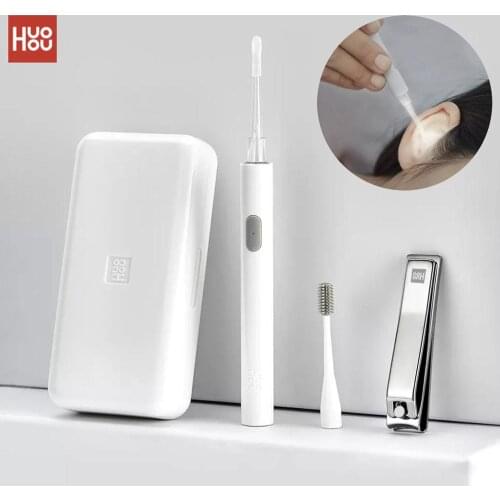 HUOHOU LED Portable USB Ear Nail Care Kit Ear Pick Brush Wax Cleaner Removal Tool Kit with LED Light Nail File Clipper Cutter