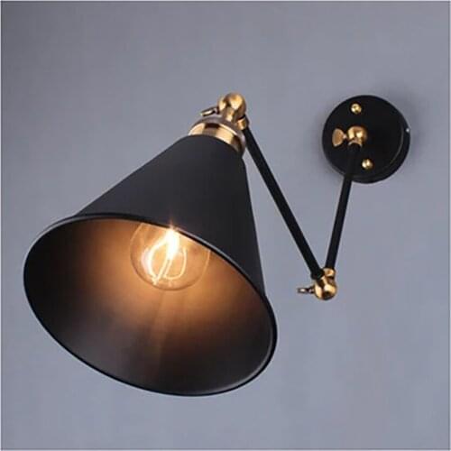 E27 40W Industrial Retro Lighting Bedroom Restaurant Bar Lamp Adjustable Long Swing Arm Wall Light Without Bulb