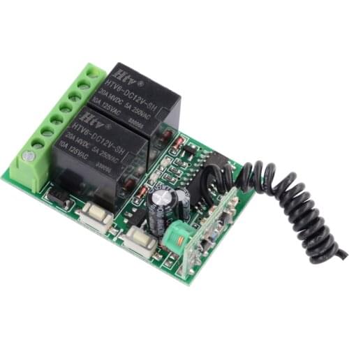 DC 12V 2 CH independent Relay RF Wireless Remote Control Light Switch Mini 2 channel Receiver 315 Mhz 433 Mhz