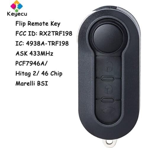 KEYECU Flip Remote Car Key Fob 433MHz PCF7946 Chip for IVECO Daily 2008 2009 2010 2011 2012 2013 2014 2015 Marelli BSI RX2TR