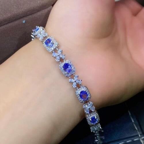 The best gift for engagement 925 sterling silver Fine jewelry Tanzanite Bracelet Natural And Real Tanzanite
