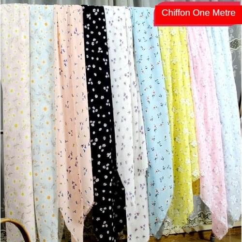 Floral Printed Pearl Chiffon Fabric By The Meter for Dress Skirt Clothes Sewing Micro Transparent Drape Thin Textile Per Flower