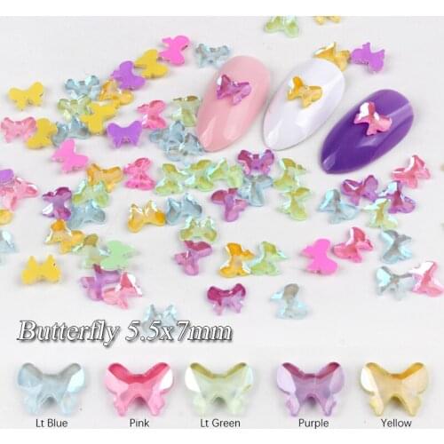 The New5.5x7mm Mocha Bow knot Nail Rhinestones 3D Flat Back Crystal Glass Stone Apply To Nail Decoration Accessorie 100PCS