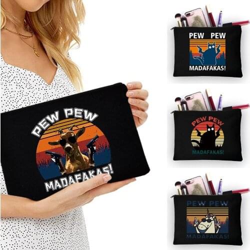 Makeup Bag Women Cosmetic Bag Cartoon Cat Pattern Outdoor Girl Toiletries Female Storage Make Up Cases Pencil Bag Wallet Case