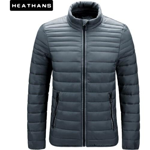 Warm Autumn Winter Cotton Jackets Mens European American Cotton Padded Jackets Male Fashion Lightweight Stand Collar Men Parkas