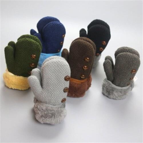 Warm Winter Mittens Hand Gloves Kids Children 2019 Cute Plush Rope Thicken Solid Unisex Elastic Gloves Fashion Accessories-YWC