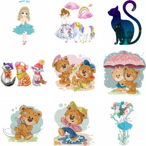 Iron on transfer Funny Animal heat-sensitive patches application of one stripes on clothes ironing printing for clothing tops