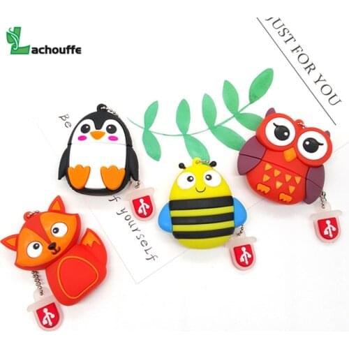 Pvc fox usb flash 4GB 16GB 32GB 64GB 128gb owl penguin Usb Flash Drive memory stick Pendrive cartoon animal bee usb flash drive