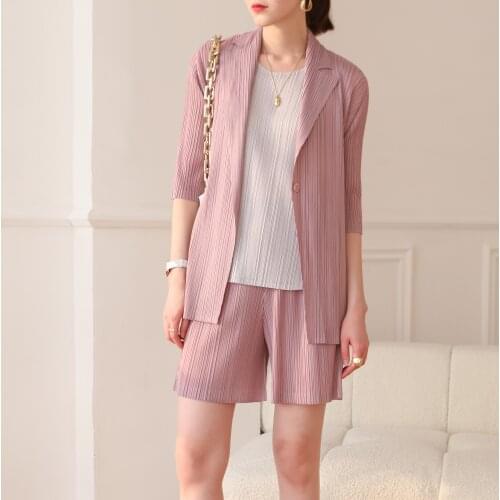 2021 spring and summer Miyake youth beautiful casual suit stylish slim suit shorts and coat