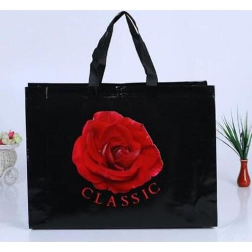 Custom Printing Waterproof Black Non-woven Fabrics Bags For Women, Personalized Non Woven Folding Reusable Bag Big