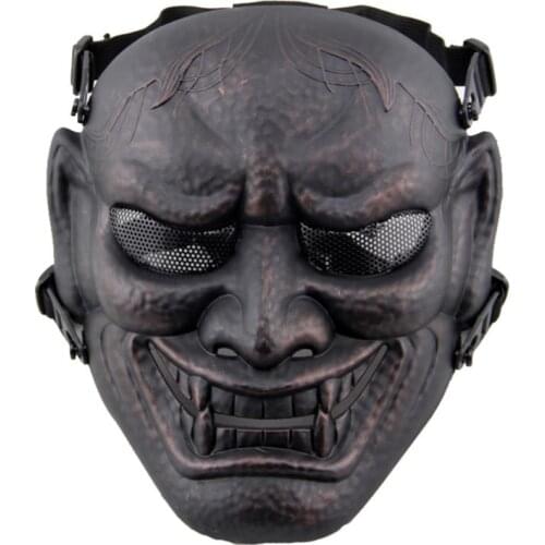 Japanese Ghost King Samurai Military Tactical Skull Full Face Mask Paintball Airsoft Wargame Cosplay Halloween Protective Shield