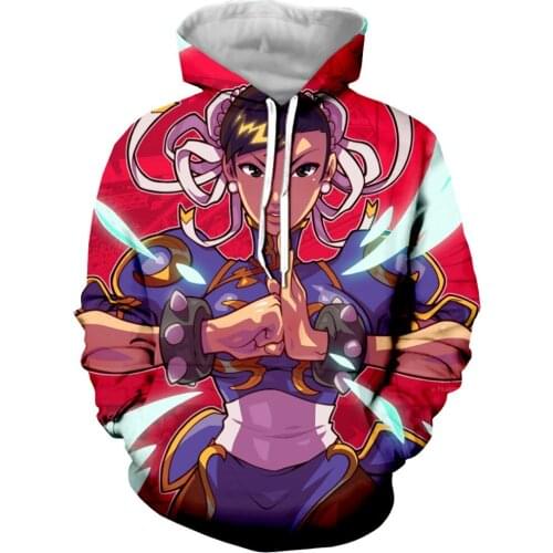 YX Girl 2018 New Fashion 3D Chun Li Print Hoodies Women Men Cute /Zipper Hoodie/Sweatshirt/Hip Hop