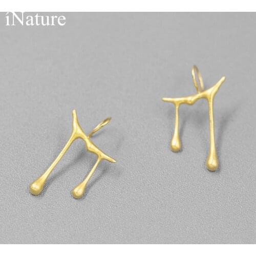 INATURE Bit by Bit 925 Sterling Silver Simple Geometric Drop Earrings for Women Brincos Female Jewelry