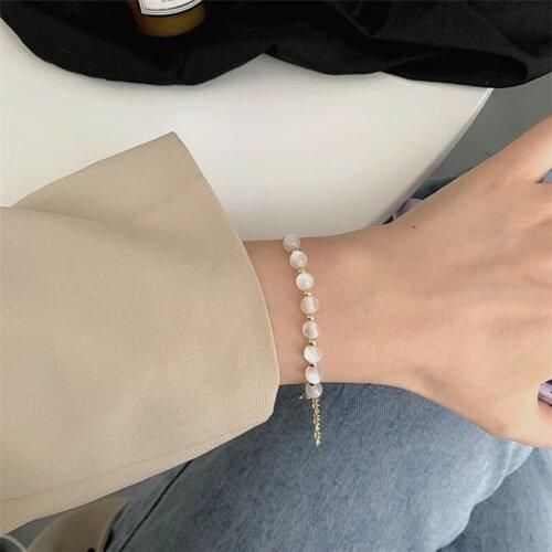 Korea Fashion Bracelet 2021 Opal Beaded Love Bracelets for Women Copper Tube Beaded Bracelet Jewelry Accessories Pulseras Mujer