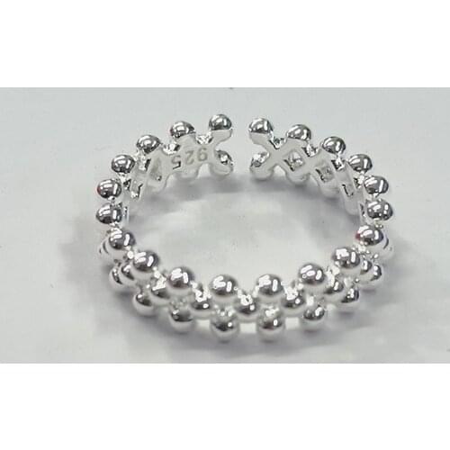 VENTFILLE 925 Sterling Silver Japanese and Korean Simple Round Bead Ring Female Temperament Personality Ins Trend Jewelry