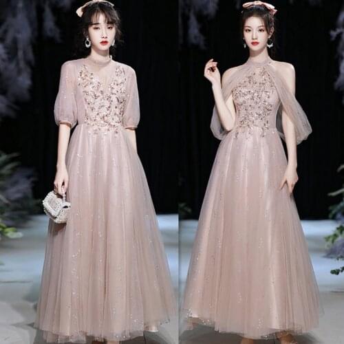 Robe De Soriee New Dusty Pink Party Dresses for Women Elegant Graduation Formal Birthday Party Gown Bridesmaid Dress With Sleeve