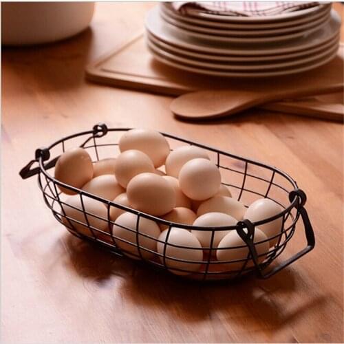 1pcs Retro Rustic Wire Net With Wood Bottom Fruit Egg Storage Basket Multifuction Iron Craft Home Store Decoration Photo Prop