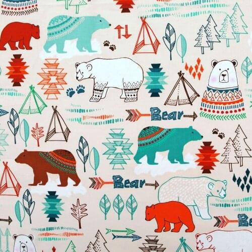 1 yard Cotton Woven Fabric - cartoon bear and tree (width=110cm)
