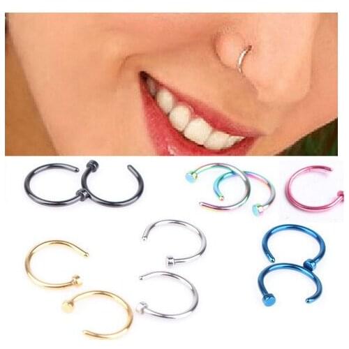 10Pcs/lot Stainless Steel piercing Colorful U Shape Fake Nose Rings nose hoops Ear Helix Piercing India Gypsy Women Body Jewelry