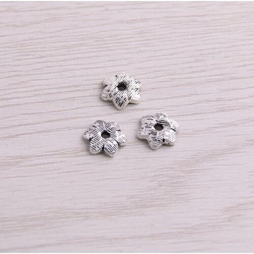 120pcs 10*10mm Antique Silver color Bead Caps Charm Hollow Flower Pendants Jewelry Accessories DIY Receptacle Charms
