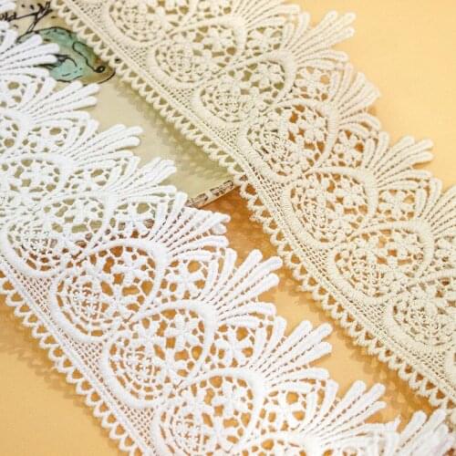 3Yds/lot 8cm wide beige apricot black cotton pineapple shape embroidery hollow water-soluble lace textile clothes fabric AC45
