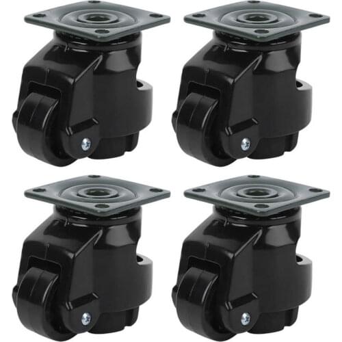 4Pcs GD-40F Level Adjustment Caster Heavy Duty Industrial Roller Wheel Black Nylon Leveling Caster Wheels For Heavy Equipment