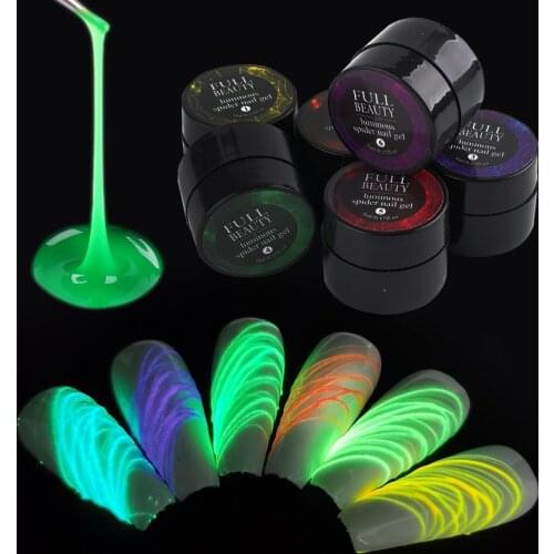 5ml Creative Spider Nail Gel Colors Line Strips Drawing Gel Nail Polish UV Luminous Glow In The Dark Manicure Lacquer LY1840-1