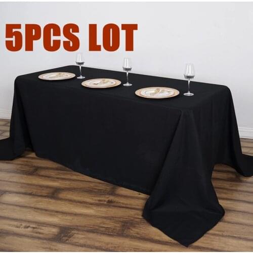 5pcs Lot Rectangle Tablecloth Wedding White Hotel Table Cloth Table Cover Overlay Seamless Tablecloth Polyester