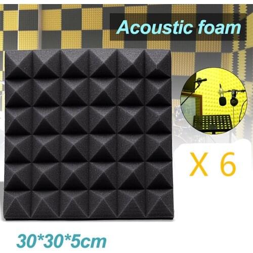 6 PCS 30*30*5cm Studio Acoustic Soundproof Foam Sound Absorption Treatment Panel Tile Wedge Protective Sponge