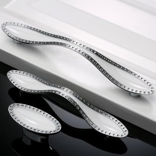 96/128mm Fashion Ivory Chrome Drawer Handles Dresser Cupboard Cabinet Wardrobe Door Pulls Handle Knobs Furniture Knobs & Handles