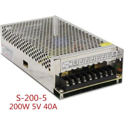 Free shipping 200 W 5 V 40A Output tunggal Switching power supply untuk cahaya Strip dipimpin AC ke DC