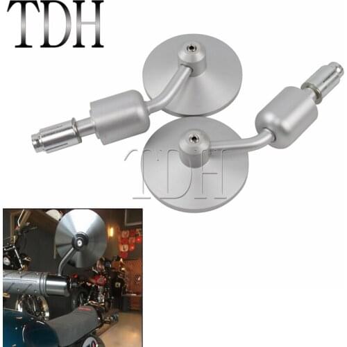 Motorcycle Side Mirrors 7/8" Rear View Handle Bar End Rearview Mirrors 3" Round Cafe Racer Street Sport Bike Motorbikes 22mm Bar