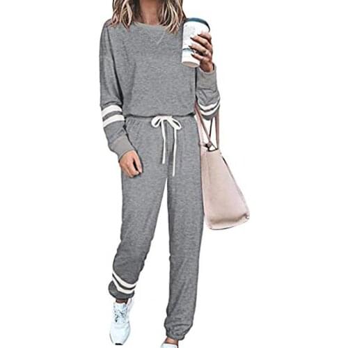 Pant Sets Women Tracksuit Long Sleeve Loose Women Blouse Drawstring Long Pants Striped Tracksuit for Spring Womens Clothing