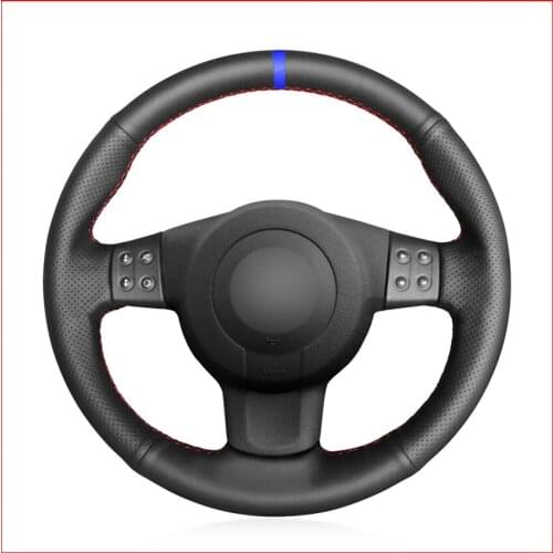 Black Artificial Leather Blue Marker Steering Wheel Cover for Seat Ibiza 6L leon MK2 2005-2009 leon Sport Altea