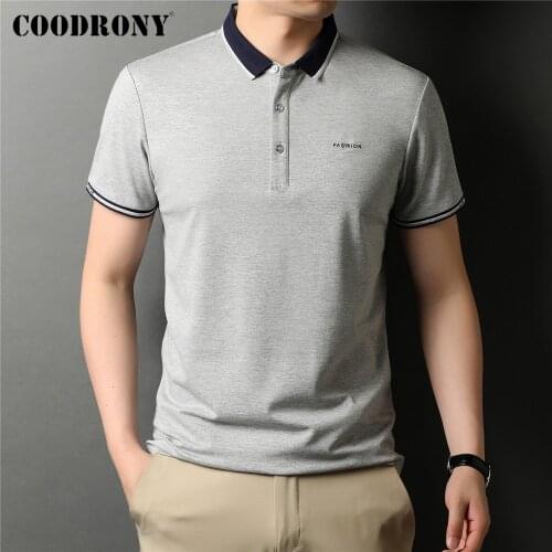 COODRONY Brand High Quality Summer New Arrival Fashion Collar Top Slim Casual Short Sleeve Cotton Polo-Shirt Men Clothing C5241S
