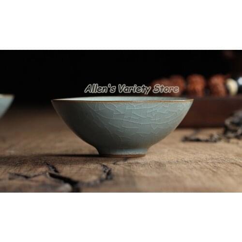 1PC Porcelain cup Chinese Longquan Celadon Teacups Bowl China Celadon Crackle Teacup coffee cups Golden Fish teaset tea set sets