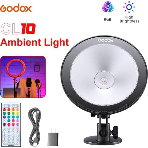 Godox CL10 LED RGB Light Webcasting Ambient HSI Multi-Color Photography Studio Light 10W for Tiktok Live or Youtube PK