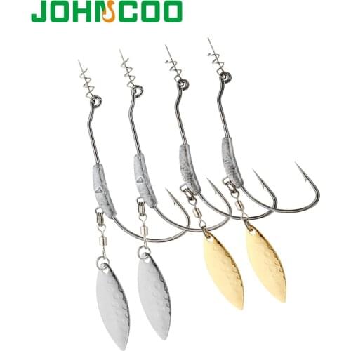 JOHNCOO 2-9g Crank Offset Fishing Hook 8pcs Lead Jig Head Fishhook For Soft Worm Lure Barbed Fishing Hooks