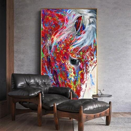 Canvas Poster Art Larger Size Horse Head Oil Paintings Colorful Animal Posters Print Wall Picture For Living Room Home Decor