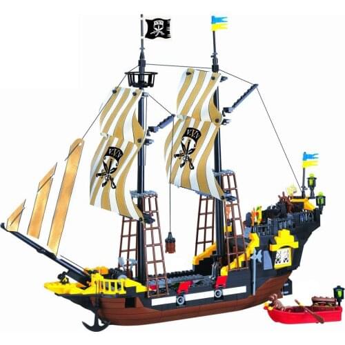 Building Block Large Pirate Ship Boat Black Pearl Silent Maria Adventure Caribbean Sea Educational Bricks Toy Boy Gift