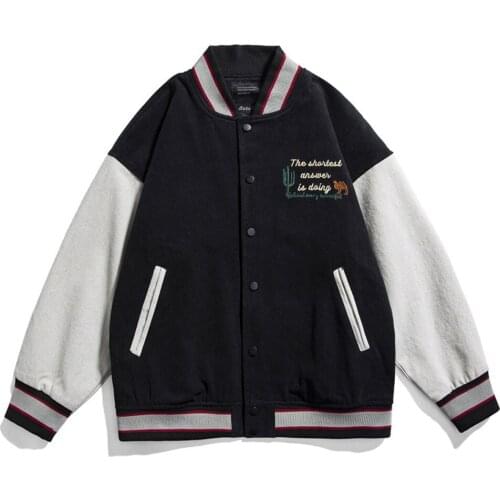 New Autumn Patchwork Baseball Embroidery Embroid Letter Baseball Jacket Male Bomber Coat Unisex Mens Varsity Jacket Couple