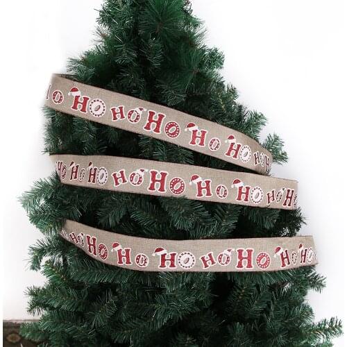 6.5cm Wide 2m Long Imitation Linen Ribbon Christmas Tree Decoration Letter Lace Gift Box Decor