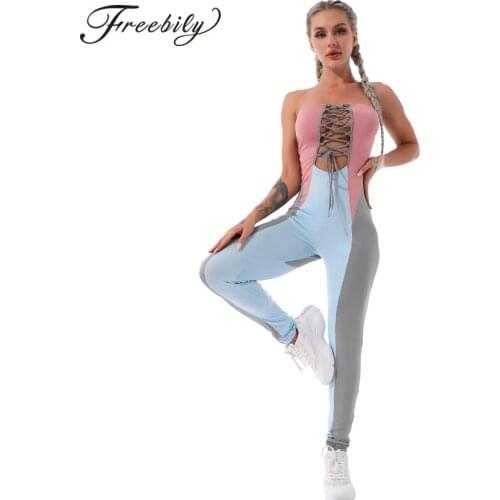 Summer One-piece Tube Top Jumpsuit Women Sexy Gym Dance Yoga Fitness Sportswear Hollow Out High Waist Slim Fit Jumpsuit Bodysuit