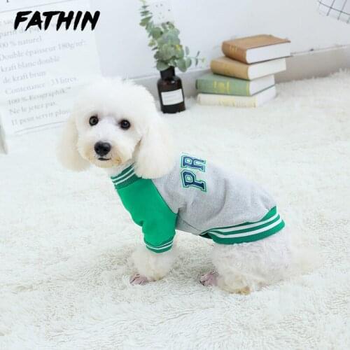 FATHIN Winter Warm Dog Clothes Sports Hoodie Soft Cotton Baseball Sweaters for French Bulldog Small Large Dogs Costume S-XXXL
